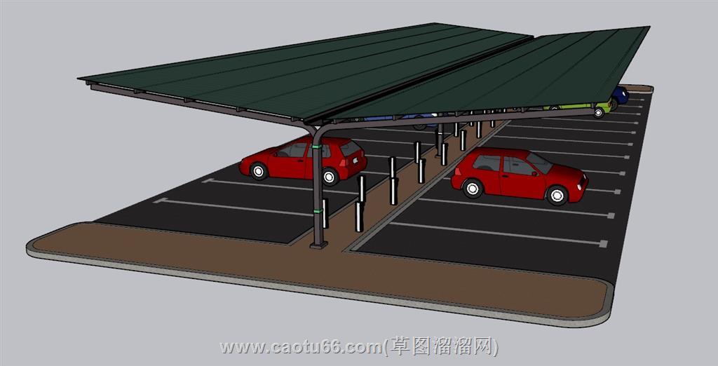 汽车停车棚SU模型