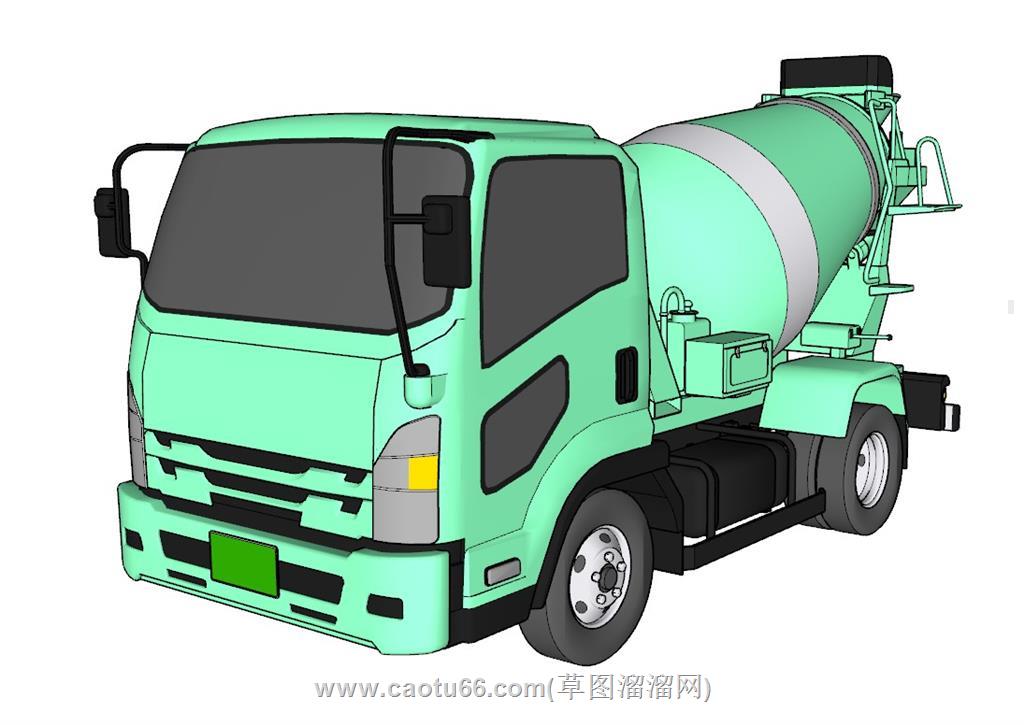 泥罐车工程车搅拌车SU模型