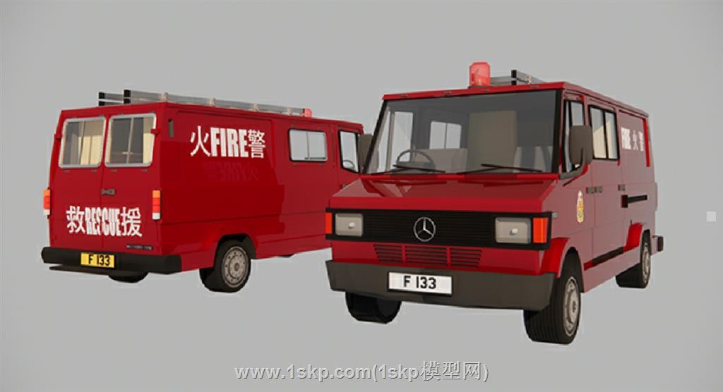 香港火警消防车救援车SU模型