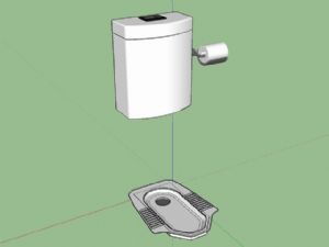 蹲便池冲水箱卷筒纸SU模型 免费sketchup模型下载