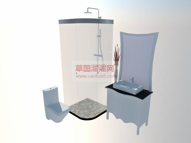 浴室柜洗浴间马桶SU模型