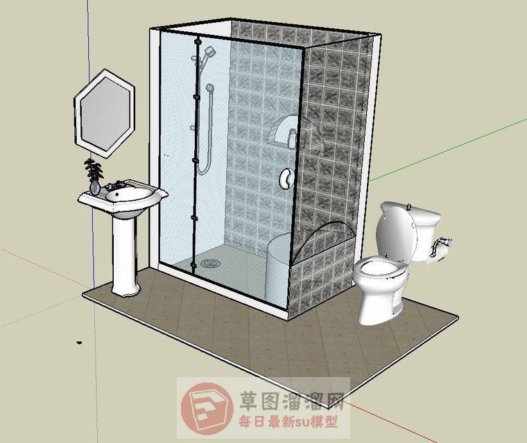 浴室间洗澡房卫生间SU模型