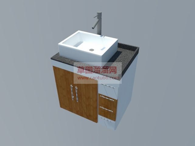 现代单洗手池SU模型