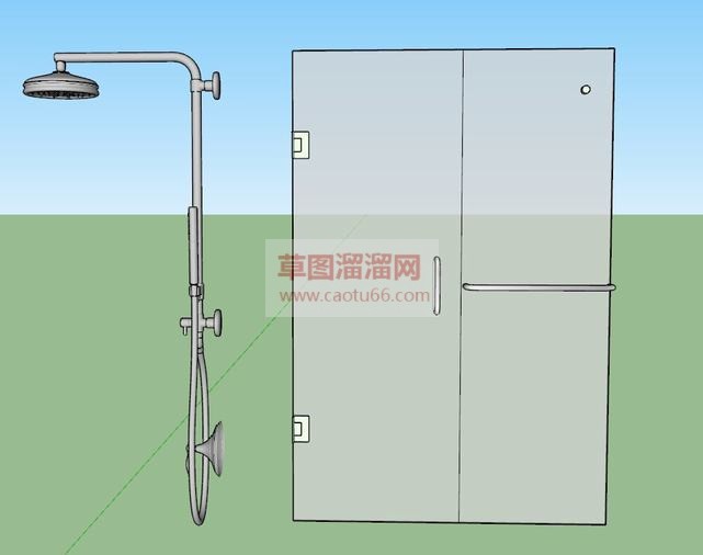 花洒+淋浴隔SU模型