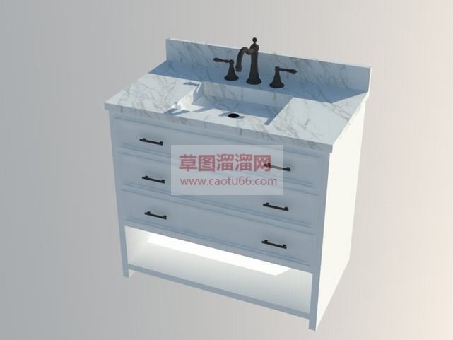 台盆单柜洗手SU模型