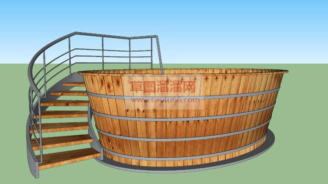 日式木桶浴缸SU模型