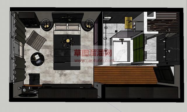 酒店房间主卧SU模型