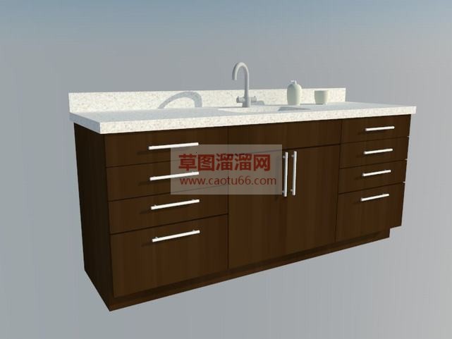 洗手池台SU模型