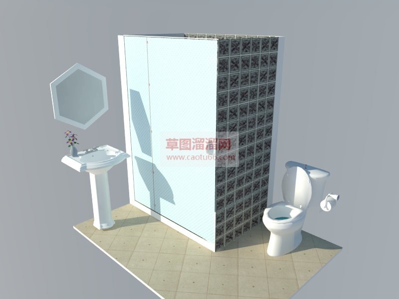 浴室道具玻璃SU模型