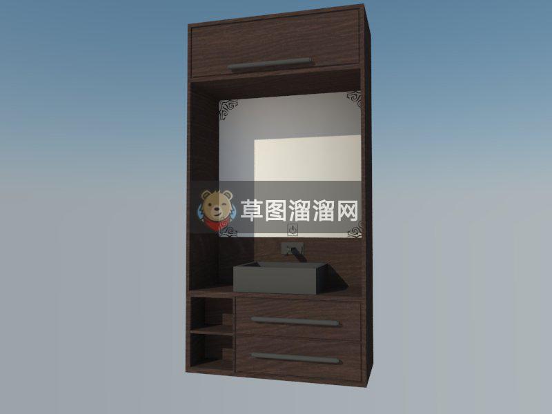 中式现代浴室柜SU模型