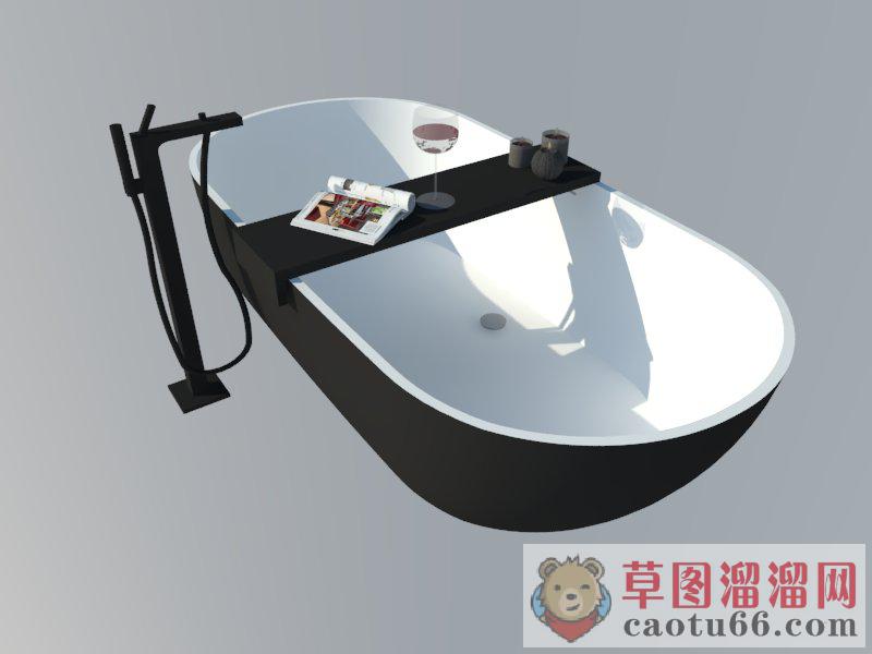 现代浴缸红酒杯SU模型