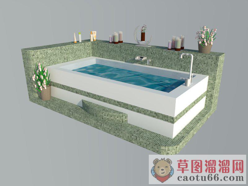 现代浴室浴缸SU模型