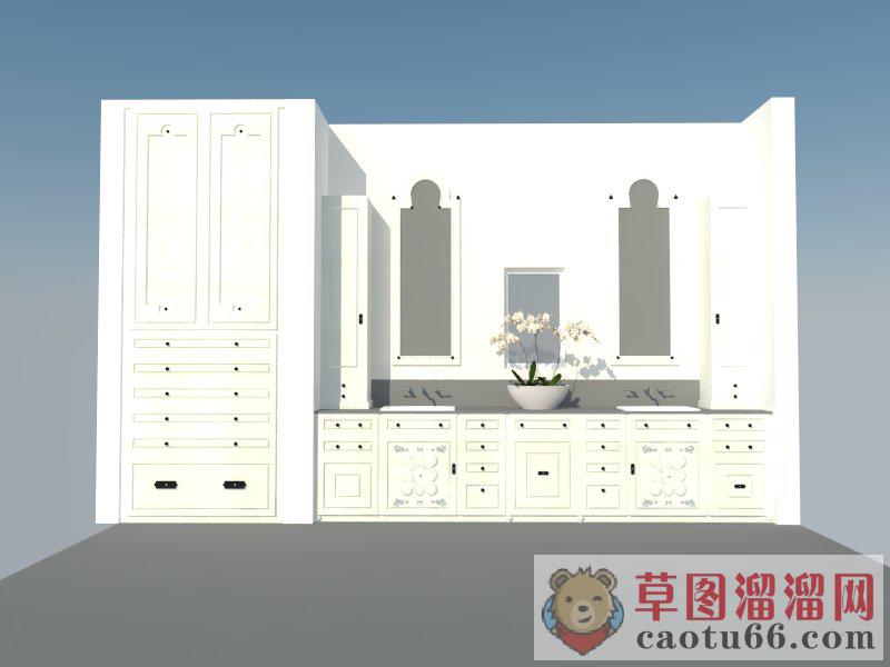 北欧浴室柜洗手池SU模型
