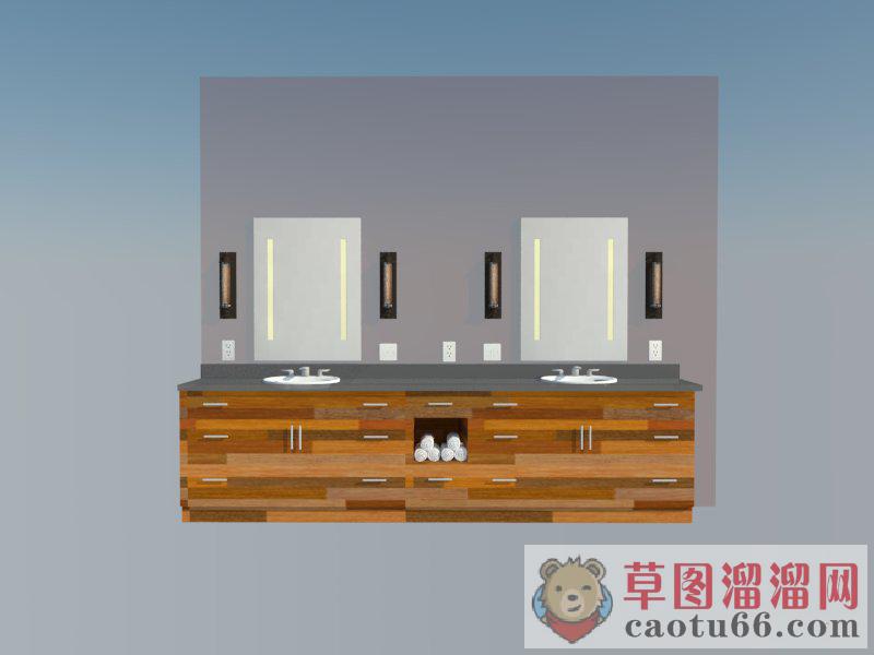 欧式双人洗手池SU模型