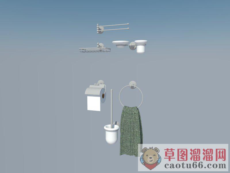 卷筒纸浴巾架马桶刷SU模型