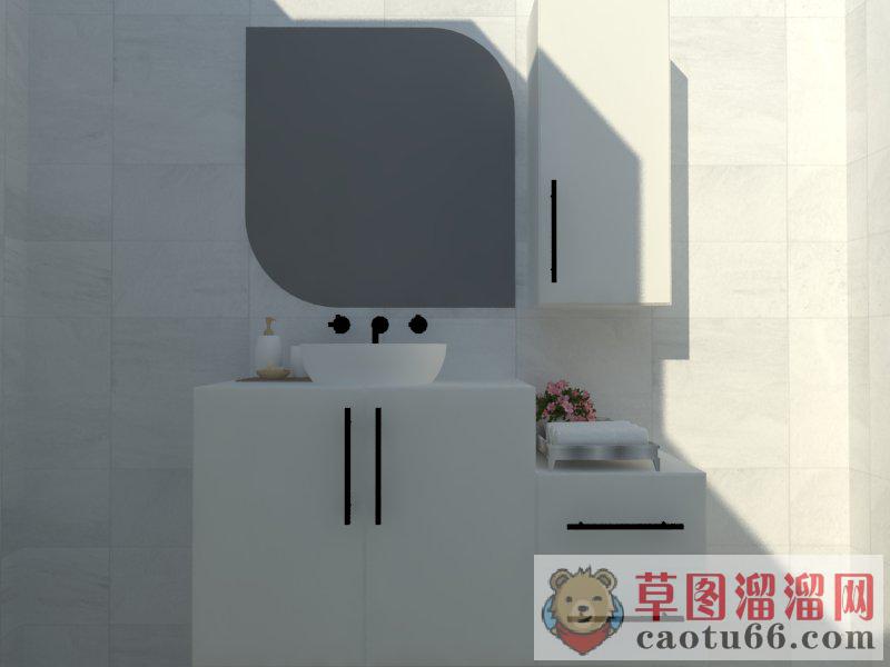 浴室柜洗手池马桶SU模型