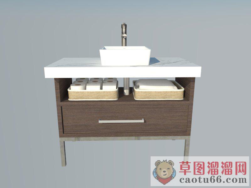 浴室柜洗手池SU模型