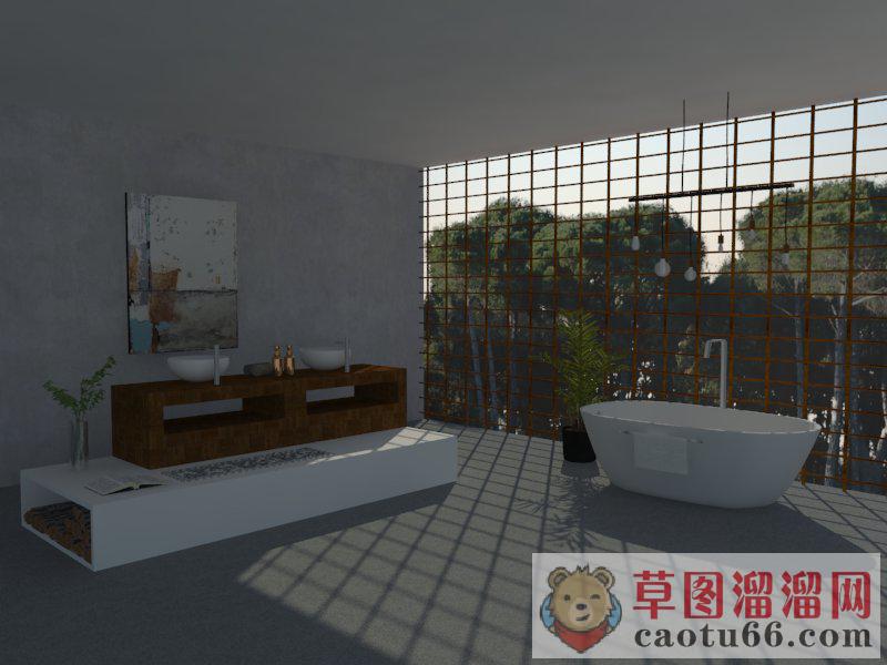 现代浴室浴缸SU模型