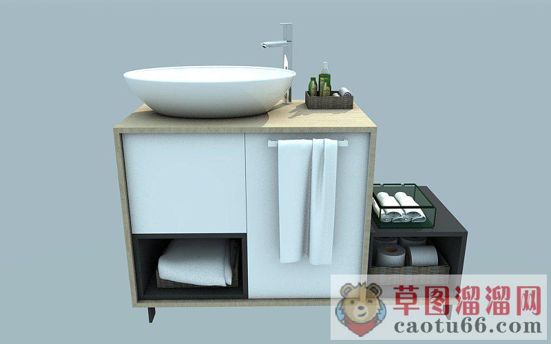 浴室柜洗手池SU模型