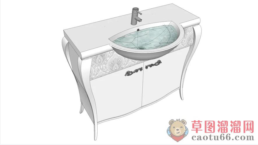 欧式简易浴室柜SU模型