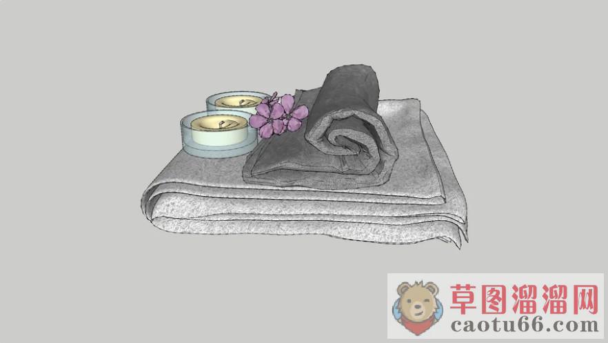 浴室用品蜡烛毛巾SU模型