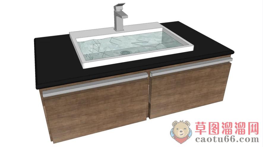 木制洗手池柜SU模型