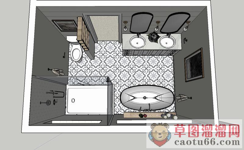 欧式浴室间淋浴间SU模型