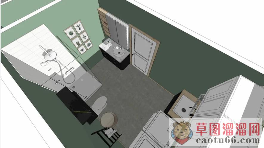 浴室洗手池浴室柜SU模型