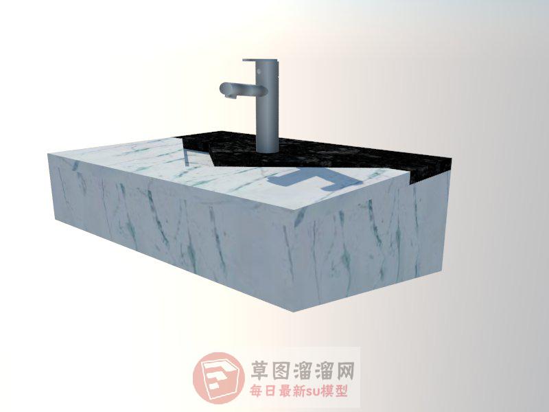 大理石洗手池台面SU模型