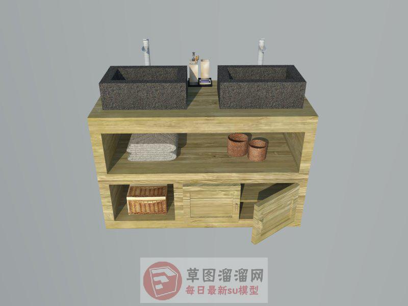 浴室柜洗手池SU模型