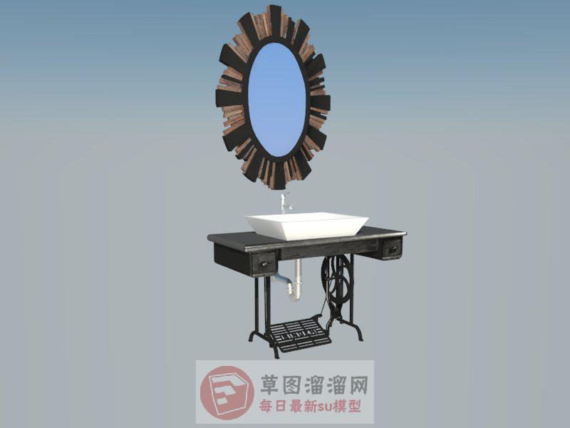 洗手池洗簌台浴室柜SU模型