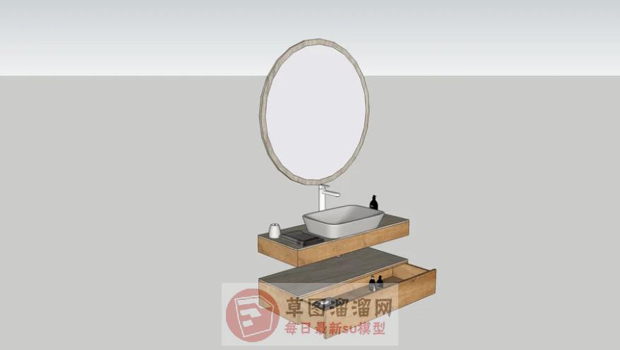 浴室镜浴室柜家具SU模型