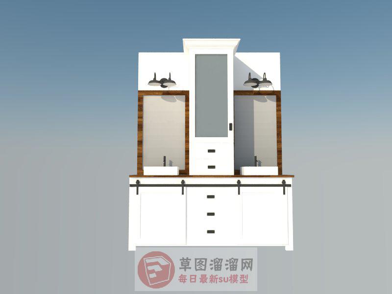 浴室柜洗手池SU模型