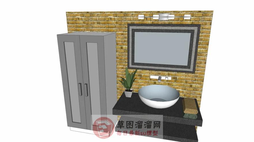 浴室柜洗手池洗漱台SU模型