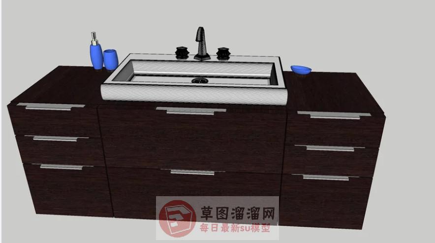 现代浴室柜洗手池SU模型