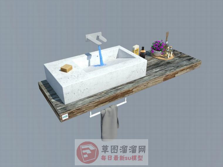 洗手池浴室柜SU模型