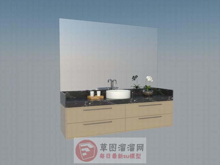 浴室柜洗手池SU模型