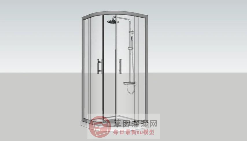 淋浴间隔断花洒SU模型