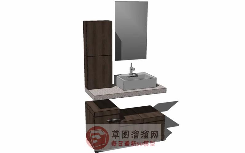 浴室柜洗手池SU模型