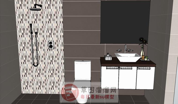 浴室柜淋浴间SU模型
