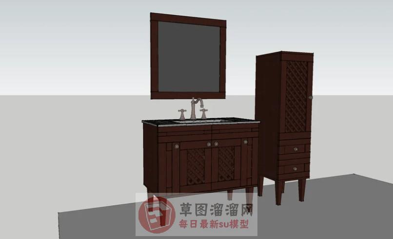 中式浴室柜家具SU模型