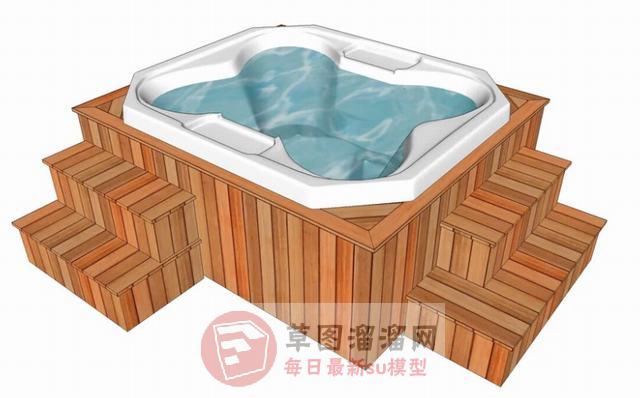 泡温泉洗澡池浴缸SU模型