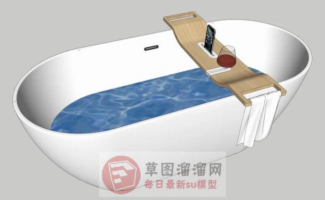 浴缸红酒杯手机SU模型