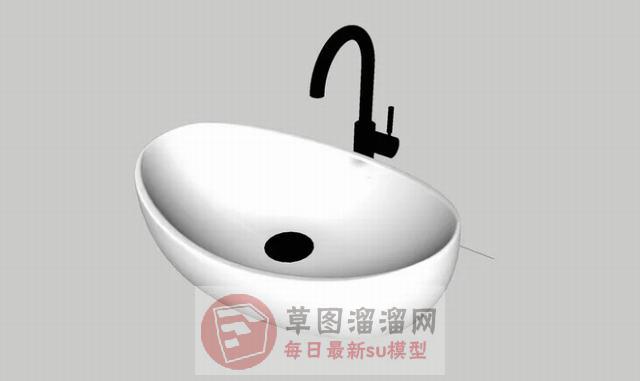 洗漱台洗手池SU模型