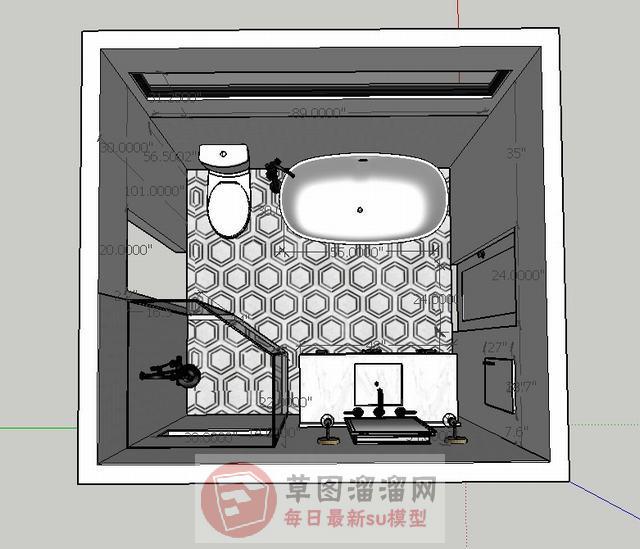 欧式浴室淋浴间SU模型