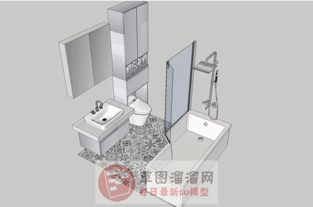 浴室柜浴缸SU模型