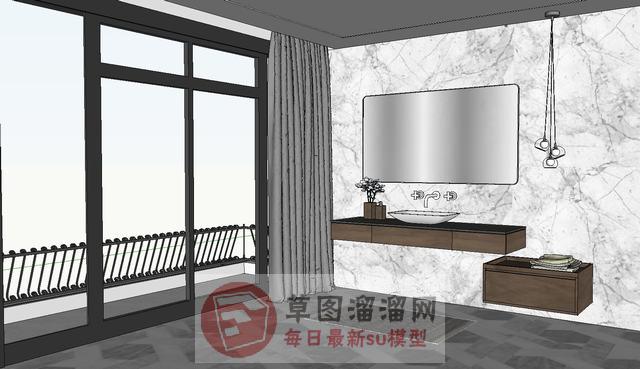 浴室柜洗手池SU模型