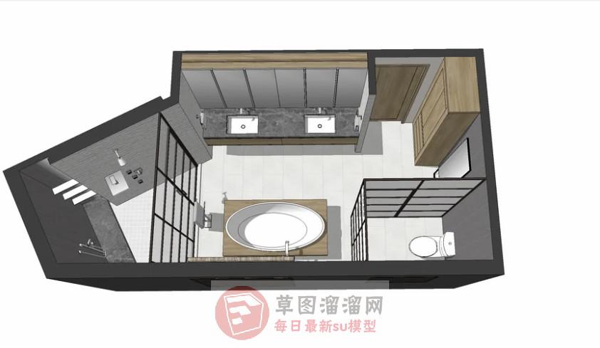 浴室浴缸浴室柜SU模型