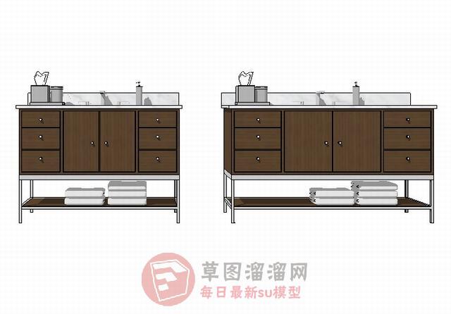 洗手池浴室柜SU模型