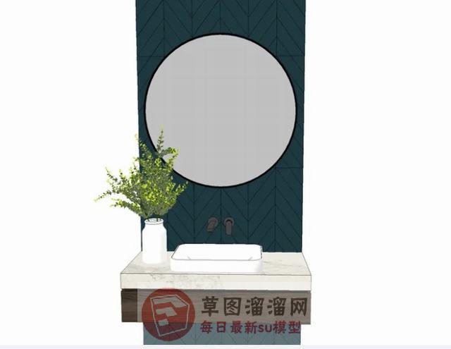 北欧浴室柜洗手池SU模型